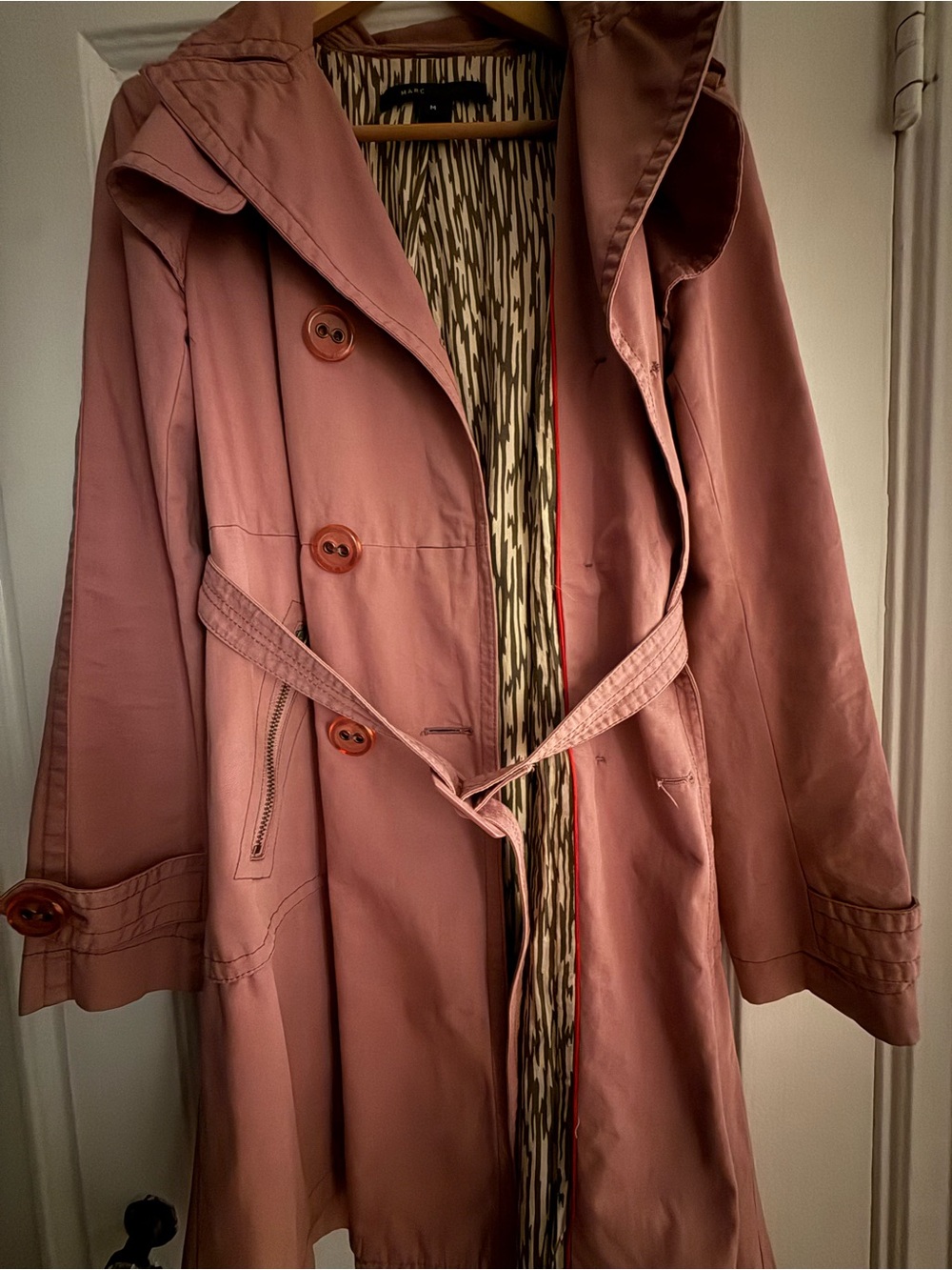Marc Jacobs Rose Pink Double-Breasted Trench Coat with Belt - Picture 5 of 5